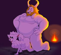 1boy 1girls 2017 3_toes all_fours amber_eyes ambiguous_penetration anthro areola asgore_dreemurr beard belly blonde_hair breasts canine caprine closed_eyes crown doggy_style duo eroborus facial_hair female female_penetrated fire fox from_behind_position fur furry furry_only goat hair hands_on_hips hi_res horn interspecies kitsune_(ero) kneeling larger_male looking_pleasured male male/female male_penetrating male_penetrating_female mammal mature_male moan naked nipples nude one_eye_closed open_mouth overweight overweight_male penetration restricted_palette sex size_difference smaller_female smaller_penetrated smile straight sweat tail toes tongue tongue_out undertale video_games white_fur wink