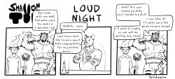 3boys blush blushing bragging clothed comic dialogue embarrassed english_text gay male male/male male_only muscular muscular_male size_difference small_dom_big_sub smaller_male spedumon tavern text warrior wizard