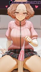 1boy 1girls 2025 ai_generated artist_name blush brown_hair clothed_sex electroworld female haru_okumura heart hi_res high_quality high_resolution highres male panties patreon patreon_username persona persona_5 pink_sweater plaid plaid_skirt pussy pussy_juice ribbed_sweater short_hair skirt smile stable_diffusion straight sweat sweater turtleneck underwear watermark