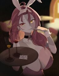 1girls breasts bunny_ears bunnysuit choker cleavage female female_only heterochromia hi_res hololive hololive_indonesia huge_breasts kureiji_ollie leotard light-skinned_female light_skin long-haired_female long_hair looking_at_viewer red-eyed_female red-haired_female red_eyes red_hair sallie_(kureiji_ollie) solo undead vtuber wrist_cuffs yellow-eyed_female yellow_eyes yureikaigan zombie zombie_girl