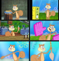 bare_legs brown_fur brown_hair buckteeth completely_nude edit flatchest groin legs nickelodeon no_breasts no_vagina nude nude_filter on_model paramount_pictures sandy_cheeks screenshot_edit spongebob_squarepants squirrel tail