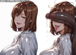 2koma ai_assisted ai_generated bad_end before_and_after before_sex boss_and_employee brown_hair cheating cheating_wife defeated defeated_female dominant_female eyes_out_of_frame hi_res huge_ass huge_breasts huge_cock huge_nipples interracial large_areolae messy_hair milf mother motherly_cuckold netorare ntr office_lady official_alternate_costume orgasm orgasm_face penis_on_face sexy_female sexy_smile short_hair skirt smile thick_thighs tomboy tongue_out voluptuous voluptuous_body voluptuous_female wife