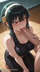 1girls ai_generated bare_arms bare_shoulders big_breasts black_hair blowjob breasts crop_top curvy curvy_body curvy_female dreamyan_ai fellatio gym gym_clothes gym_clothing hi_res high_quality high_resolution highres huge_breasts kneeling kneeling_oral_position large_breasts leggings legwear oral oral_sex penis_grab red_eyes short_hair short_hair_with_long_locks sidelocks smile smiling sports_bra sportswear spy_x_family sucking sucking_penis tank_top thick_ass thick_thighs thighs uncensored yor_briar yor_forger