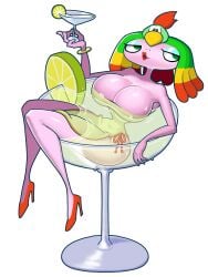 1girls alternate_version_available anthro anthro_female anthro_only bare_chest bare_shoulders big_breasts big_thighs black_eyes blue_eyeshadow bracelet breasts cleavage clothed clothing curvy dress drink eyeshadow female female_only holding_glass lips lipstick looking_at_viewer mario_(series) martini minus8 nintendo pink-skinned_female pink_lipstick pink_skin queen_valentina solo split_dress strapless strapless_dress super_mario_rpg thick thick_hips thick_thighs thighs wide_hips