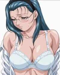 00s 1girls accurate_art_style after_sex ai_generated anime_style arms_at_sides bangs bangs_between_eyes bare_chest bare_shoulders bible_black bible_black_gaiden blue_hair blush bra bra_strap busty cleavage embarrassed eyewear face_closeup facing_viewer female female_only glasses grey_eyes hair_ornament hairband head_tilt high_resolution jugglar lingerie lingerie_bra long_hair looking_away looking_to_the_side mochida_junko open_shirt petite plain_background presenting presenting_breasts shirt shy simple_background solo solo_female sweat sweatdrop sweating teenage_female teenager undressing upper_body voluptuous white_background white_bikini white_shirt white_skin