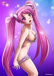 1girls :o akame_ga_kill! bbmbbf blush breasts female female_only mine_(akame_ga_kill!) nipples open_mouth palcomixvip.com perky_breasts pink_eyes pink_hair solo strip twintails