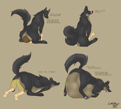 ! ... anthro ass belly big_belly blush calinbeast canine comic english_text facesitting female female_pred feral feral_pred human licking licking_lips looking_down mammal open_mouth pussy signature stomach_bulge text tongue tongue_out unbirthing vore wolf