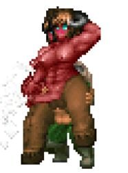 1boy 1girls animated balls baron_of_hell_(doom) big_breasts blush breasts cum demon doom doom_slayer_(doom) duo erection futanari gif hdoom hdoomguy hooves horns human humanoid humanoid_penis male male_on_futa mammal mike12 nipples open_mouth penis pixel_art sex