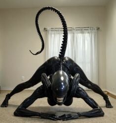 ai_generated ass black_bodysuit bodysuit breasts latex sharp_teeth solo tail teeth xenomorph