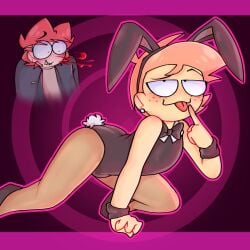 2boys boy bunny bunny_boy bunny_ears bunny_tail bunnysuit butt femboy femboy_focus femenine_male flirting_look flirting_with_viewer freckles gay gay_male hand_on_floor kneeling male oc ocs on_all_fours on_knees original original_character skinny_male strawberry_blonde_hair submissive_male tongue tongue_out twink yaoi