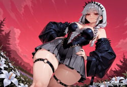 1girl ai_generated fate/grand_order fate/strange_fake fate_(series) female francesca_prelati_(fate) mature_female revoaru thick_thighs thighs white_hair