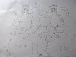 2futas ambiguous_prey arknights breast_press breast_vore cat_ears cat_girl cat_tail cock_vore cum_digestion digestion futa_pred hyper_breasts hyper_cock leaking_cum leaking_milk lion_ears lion_girl lion_tail nipple_vore pencil_(artwork) percentage schwarz_(arknights) siege_(arknights) symmetrical_docking thumbs_up traditional_media_(artwork) urethral_insertion