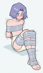1boy abdl ai_generated bdsm blue_hair blush blushing bondage diaper diaper_fetish embarrassed embarrassed_expression embarrassed_nude_male femboy green_eyes james_(pokemon) kneeling nintendo pokemon pokemon_(anime) pokemon_(classic_anime) rope rope_bondage submissive_male team_rocket tied tied_arms tied_hands twink