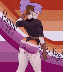 amity_blight ass ass_focus big_ass evil_raccoon gloves lesbian lgbt_pride lgbt_pride_month makeup medium_breasts painted_butt pale-skinned_female pale_skin pride_month the_owl_house