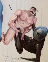 2boys deadlock footjob gay gay_sex lash_(deadlock) male male_only muscular muscular_male mustache seven_(deadlock) tagme
