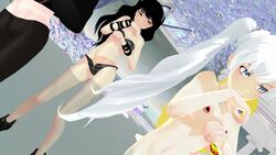 3d black_hair blake_belladonna blonde_hair faunus female group human pale_skin public ruby_rose rwby team_rwby weiss_schnee white_hair yang_xiao_long