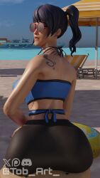 3d 3d_(artwork) alternate_version_available ass beach beach_background big_ass big_breasts bikini bikini_top black_hair black_hair_female bracelet bracelets breasts clothed clothed_female clothing crystal_(fortnite) eyewear female female_focus female_only fortnite hand_on_hip huge_ass looking_back looking_back_at_viewer oil oiled oiled_skin oily oily_skin pigtails scuba_crystal_(fortnite) sfw sfw_version shiny shiny_skin short_hair short_hair_female shorts sitting solo solo_female solo_focus sunglasses tattoo tattoos tob_art_ watermark