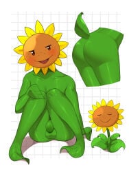 1boy anthro anthrofied ass balls blush bulge electronic_arts femboy flora_fauna freckles looking_at_viewer male plant plant_humanoid plantie plants_vs._zombies plants_vs_zombies popcap_games roo310 sunflower_(pvz) thick_thighs video_game_character video_games