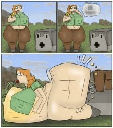 alex_(minecraft) anal_vore female_pred minecraft piston_(minecraft) sulfur_cube_(minecraft) vore vore_belly