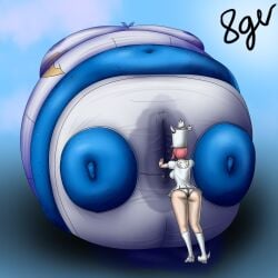 blueberry_inflation exposed_panties helpless imminent_sex immobile inflation jakuzure_nonon kill_la_kill kiryuuin_satsuki lactation leaking_juice leaking_pussy rolling wet_pussy yuri