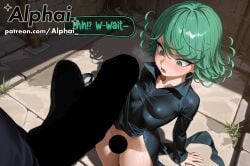 1girl 2025 2026 absurd_res absurdres ai ai-created ai_art ai_assisted ai_generated alphai bare_legs big_penis blushing clothes_lift curly_hair female_focus flat_chest floating_hair forehead green_eyes green_hair high_quality high_resolution highres monster monster_cock one-punch_man one_punch_man parted_bangs patreon patreon_link patreon_url patreon_username penis_lift petite psychic_powers shocked short_hair short_stature small_breasts small_waist solo tatsumaki tatsumaki_(one-punch_man) teasing teasing_viewer telekinesis thighs tsundere waist_apron wide_eyed wide_eyes wide_hips wide_thighs wind_blown_hair
