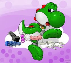 anal_beads balls bondage bound collar cpctail cuffs cum dildo dinosaur invalid_tag male male_only mario_(series) nintendo paws penis sex_toy toy yoshi