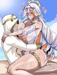 1boy 1girls baldr_(fire_emblem_heroes) beach big_breasts blush blush_lines blushing breast_sucking breasts dominant_female faceless_male female female_focus female_on_top femdom fire_emblem fire_emblem_heroes grayside hearts_around_head hi_res intelligent_systems intercourse kiran_(fire_emblem) kiran_(fire_emblem)_(male) male male/female multicolored_hair nipple_piercing nipples official_alternate_costume sex sound_effects straight straight_sex submissive_male summoner_(fire_emblem_heroes) sweat sweatdrop sweating white_hair