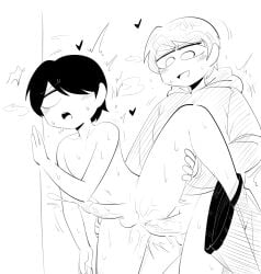 2boys against_wall anal anal_sex balls cum duo erection gay genitals hair navel open_mouth penetration penis penis_in_ass sex simple_background source_request ssrebba tagme twink white_background yaoi