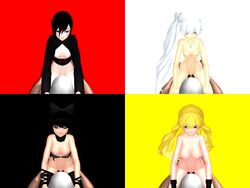 3d black_hair blake_belladonna blonde_hair faunus female group human male pale_skin pussy ruby_rose rwby team_rwby vaginal weiss_schnee white_hair yang_xiao_long