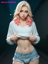 1boy ai_generated bulge femboy otoko_no_ko short_hair shorts solo trap yaoi