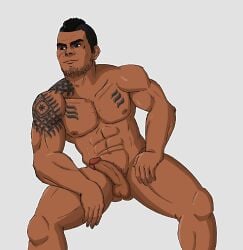 abs artmawol beard beard_stubble chest_tattoo erection hard_on james_vega latino latino_male male male_focus male_only mass_effect mass_effect_3 mohawk muscular muscular_male neckbeard pubic_hair shoulder_tattoo solo solo_focus solo_male tattoo tattoos