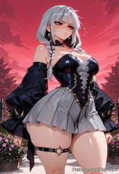 1girl ai_generated fate/grand_order fate/strange_fake fate_(series) female francesca_prelati_(fate) mature_female revoaru thick_thighs thighs white_hair