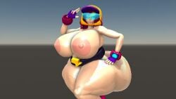 big_ass big_breasts brawl_stars chubby_female heart_tattoo max_(brawl_stars) red_hair rojo84 rojo_parasito streetwear_max turquoise_eyes visor