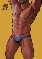 abs beard beard_stubble dead_by_daylight gabriel_soma jhosuak19 male male_focus male_only muscular muscular_male solo solo_focus tan_body tan_skin thong thong_only torso torso_focus underwear underwear_only