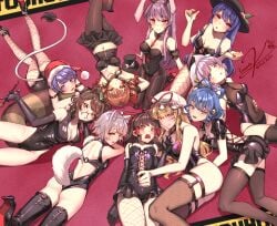 10girls 6+girls animal_ears animal_tail ankle_cuffs anklet arm_gloves arm_support armlet armpits arms_behind_head arms_up artist_name artist_signature ass back back_view bare_arms bare_legs bare_shoulders bare_thighs belly belly_button big_breasts black_choker black_clothing black_high_heels black_leotard black_shoes black_skirt black_stockings black_thighhighs blonde_hair blue_hair blush blushing blushing_at_viewer bondage_outfit bow bowtie breasts brown_hair bunny_ears bunny_girl bunnysuit butt carpet chisel choker christmas_hat cleavage closed_mouth collar collarbone collared_shirt crop_top detached_collar dominatrix dominatrix_outfit doremy_sweet dress drill_hair drill_sidelocks ear_piercing earrings elbow_gloves elbow_support embarrassed female_focus female_only fishnet_legwear fishnet_stockings fishnet_thighhighs fishnets fluffy fluffy_ears fluffy_tail frilled_armlet frilled_hat frilled_skirt frilled_sleeves frills fruit glasses gloves gold gold_(metal) gold_jewelry group hair_bow hair_ornament hair_ribbon hair_rings hair_stick hair_tubes hairpin hand_on_own_face hands_behind_head hat hat_bow hat_ribbon headgear headwear high_heels holding holding_object holding_smoking_pipe huge_tail jewelry kiseru large_breasts latex latex_clothing latex_gloves latex_legwear latex_thighhighs lavender_hair laying_down laying_on_back laying_on_floor laying_on_ground laying_on_side laying_on_stomach leaf leaf_hair leaf_hair_ornament leaf_on_head leg_up legwear leotard letty_whiterock light_blush long_gloves long_hair looking_at_viewer looking_back looking_up lying lying_down lying_on_back lying_on_side lying_on_stomach mamizou_futatsuiwa medium_breasts medium_hair miko mini_hat mini_top_hat miniskirt mob_cap momiji_inubashiri multiple_girls navel necklace necktie necktie_between_breasts nervous nightcap no_bra no_panties no_sleeves on_back on_side on_stomach open_mouth orange_hair ornament peach_(fruit) peach_hat_ornament pendant pipe playboy_bunny pom_pom_(clothes) pom_poms purple_hair raccoon racoon_ears racoon_girl racoon_tail red_bow red_carpet red_hat red_ribbon reimu_hakurei reisen_udongein_inaba ribbon ring santa_hat see-through see-through_clothes see-through_clothing seiga_kaku seiza short_hair shy side_view sidelocks signature skindentation skirt sleeveless small_breasts smile smiley_face smiling smiling_at_viewer smoking_pipe stockings stomach strapless strapless_bra strapless_dress strapless_leotard strapless_top sweat sweatdrop sweating tagme tail tanuki tanuki_ears tanuki_girl tanuki_tail tapir tapir_girl tapir_tail tengu tenshi_hinanawi thick_thighs thighhighs thighs top_hat touhou twin_drills veil very_long_hair white_hair wolf wolf_cut wolf_ears wolf_girl wolf_tail yorigami_jo'on youkai yukari_yakumo