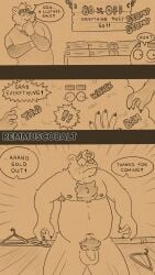 1boy anthro balls chubby embarrassed furry male nude penis remmus_cobalt stolen_clothes tagme