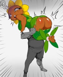 anthro anthrofied ass big_breasts breasts butt butt_focus carrying carrying_partner electronic_arts embarrassed flora_fauna freckles freckles_on_ass male plant plant_humanoid plantie plants_vs._zombies plants_vs_zombies popcap_games ripped_clothing ripped_pants sunflower_(pvz) sweat sweatdrop sweating sweaty tagme tagme_(artist) thick_thighs video_game_character video_games