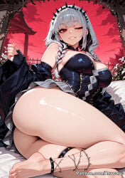 1girl ai_generated fate/grand_order fate/strange_fake fate_(series) female francesca_prelati_(fate) mature_female revoaru thick_thighs thighs white_hair