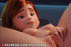 1girl ai ai_art ai_generated biting_own_lip breasts brown_eyes brown_hair clitoral_hood clitoris completely_nude female_masturbation lips loli lying masturbation nipples nude on_back parted_lips pussy pussy_juice pussy_juice_trail short_hair small_breasts solo spread_legs spread_pussy the_incredibles uncensored