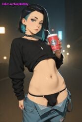 1boy ai_generated bulge femboy goth goth_boy otoko_no_ko panties pants pants_down solo thong trap yaoi