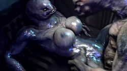 1boy 1girls 2014 3d absurdres alien animated areolae big_breasts bouncing_breasts breasts claws erect_nipples erection female female_sangheili grey_skin halo_(series) hands highres huge_breasts large_breasts lying male mandibles missionary missionary_position monster monster_girl nipples no_sound nude on_back open_mouth penetration penis pussy sangheili sex source_filmmaker spread_legs stomach_bulge straight uncensored vaginal_penetration video wattchewant