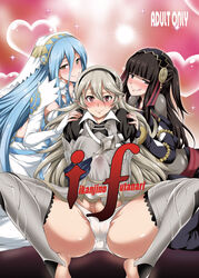 1futa 2girls azura_(fire_emblem) barefoot black_eyes black_hair blue_hair blush bulge cameltoe corrin_(fire_emblem) corrin_(fire_emblem)_(female) dancer dickgirl doujin_cover dress erection erection_under_clothes erection_under_skirt eyebrows_visible_through_hair feet female female_with_female fire_emblem fire_emblem_fates futa_sans_balls futa_with_female futanari gekka_kaguya_(urabata) hair_between_eyes hair_ornament hairband intersex large_penis legs long_hair looking_at_viewer multiple_girls nintendo panties penis penis_bulge penis_under_clothes penis_under_skirt pointy_ears pussy red_eyes rhajat_(fire_emblem) shiny shiny_hair shiny_skin silver_hair sitting skirt skirt_lift smile spread_legs tenting thick_thighs thighhighs thighs tongue tongue_out underwear veil very_long_hair white_panties yellow_eyes