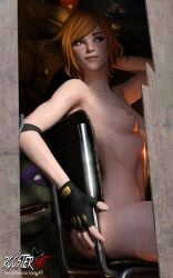 3d 3d_(artwork) april_o'neil bare_shoulders belly blush breasts chair donatello erect_nipples female_focus fingerless_gloves fortnite green_skin hand_behind_head leonardo light-skinned light-skinned_female light_skin medium_hair nipples on_chair partially_clothed patreon patreon_username raphael roosterart shoulders sitting small_breasts teenage_mutant_ninja_turtles tmnt