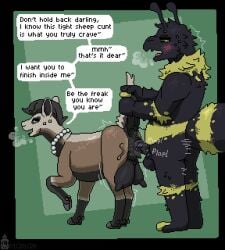 anthro anthro_on_feral anus arthropod balls bee black_body black_fur black_teats bovid brown_body brown_fur caprine duo female feral fur genitals hymenopteran insects male male/female mammal mustard_(welcometothevoid) nipples penetration raised_tail sheep tail teats vaginal_penetration yellow_body yellow_fur zoophilia