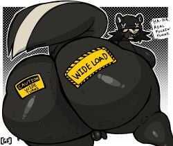 2025 absurd_res anthro anus_peek artist_logo ass backsack balls beanie beanie_only big_ass big_breasts big_butt black_body black_fur black_hair bodily_fluids border bottom_heavy breasts bubble_butt butt_focus clothing colored curvy_figure dialogue digital_drawing_(artwork) digital_media_(artwork) english_text eyelashes fangs flaccid foreskin fur genital_raphe genitals ghostfuckrr gigantic_ass glistening glistening_balls glistening_breasts glistening_butt glistening_genitalia gynomorph hair hat hat_only head_turned headgear headgear_only headwear headwear_only hi_res huge_ass huge_breasts huge_butt huge_thighs hyper hyper_butt hyper_thighs intersex label logo looking_back mammal markings mephitid mostly_nude nude nude_anthro nude_gynomorph open_mouth original original_character outline pattern_background penis pink_nose profanity raphe_(anatomy) rear_view scrotal_raphe shaded sharp_teeth short_hair side_boob simple_background siouxsie_(ghostfuckrr) skunk skunk_tail small_balls small_penis solo speech_bubble sweat sweaty_butt sweaty_legs sweaty_thighs tail tail_markings teeth text thick_thighs tongue uncensored voluptuous voluptuous_anthro voluptuous_gynomorph warning_label white_border white_outline yellow_sclera