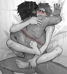 2boys 2d_(artwork) above_view anal anal_insertion anal_sex arcane arcane_jayce arcane_viktor arched_back ariesbutworse bedding bedding_background bedroom black_and_grey black_and_white blush boypussy bred bred_cuntboy brown_hair cock couple couple_(romantic) couple_love couple_sex cute cute_face dark-skinned_male dark_hair dark_skin dark_skinned_male dialogue digital_media_(artwork) disabled_male dripping_cum dripping_wet english_text face face_to_face feet feet_up fucking fucking_good_and_hard gay gay_anal gay_male gay_sex hands holding hugging i_love_you jayce jayce_talis jayvik kissing kissing_while_penetrating latino latino_male league_of_legends legs light-skinned_male light_skin love loving_couple loving_it loving_sex lube male male/male male_focus male_only masculine_gay masculine_male moaning moaning_in_pleasure mole mole_under_eye muscular muscular_male naked_male pale_skin penis romantic_couple scars sex size_difference skinny_male sweet tan_skin thighs viktor_(league_of_legends) white_background yaoi