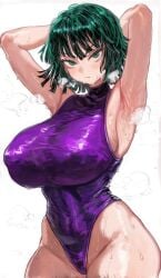 ai_generated armpits big big_breasts curvy fubuki_(one-punch_man) massive_breasts one-punch_man plushyplant sexy sweat white_background