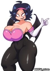 bat_wings big_breasts clothing cosplay friday_night_funkin huge_breasts looking_at_viewer mizan nene_(newgrounds) questionable rouge_the_bat_(cosplay) smiling solo solo_female thick_ass thick_thighs wings