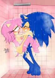 amy_rose barefoot bath_sex bathroom blue_fur blue_hair blush breasts carrying cum demilanchan feet green_eyes hedgehog indoors kissing medium_hair nipples nude penetration pink_fur pink_hair pleasure_face pleasured sega sex shower sonamy sonic_the_hedgehog sonic_the_hedgehog_(series) straight toes tongue_out vaginal_penetration wet