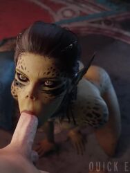 10_seconds 1boy 1girls 3:4 3d animated ass athletic_female baldur's_gate baldur's_gate_3 blowjob breasts fellatio githyanki green_skin human human_penetrating interspecies kneeling lae'zel light-skinned_male nude oral pointy_ears quick_e short_video shorter_than_10_seconds sound tagme vertical_video video